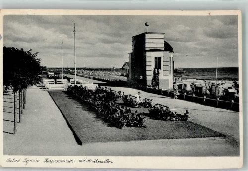 17419 O2251 Seebad Bansin 1934 Foto AK Kurpromenade Musikpavillon