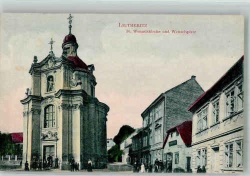 Litomerice Leitmeritz Foto AK Kirche St. Wenzels Wenzelplatz