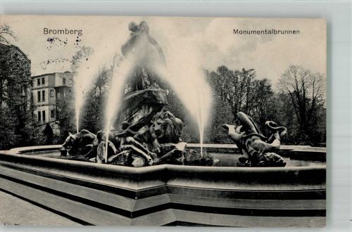Bromberg Bydgoszcz 1913 Foto AK Denkmal Monumentalbrunnen