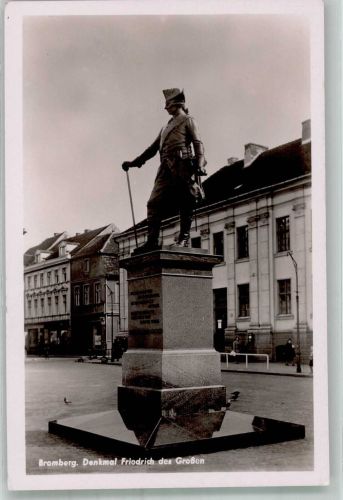 Bromberg Bydgoszcz 1942 Foto AK Feldpost WK II Denkmal Friedrich der Große