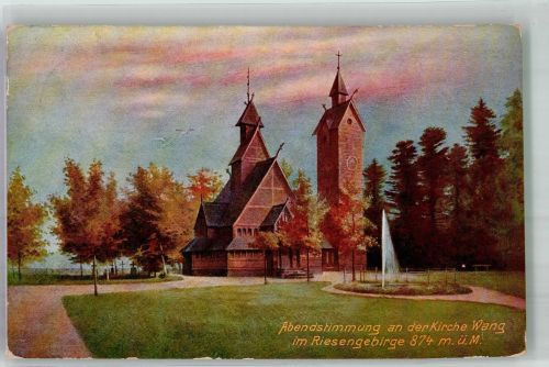 Brückenberg Karpacz Gorny 1914 Künstlerkarte Kirche Wang