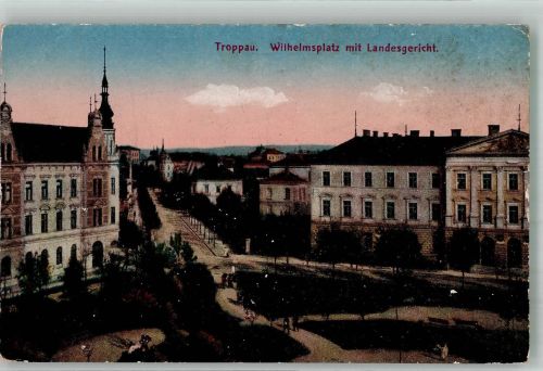 Opava Troppau 1918 Foto AK Landes- Gericht Wilhelmplatz Feldpost WK I K.u.K.Resrve.