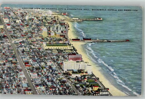 Atlantic City Foto AK Fliegeraufnahme View of Atlantic Citys Convention Hall Hotel and Piers