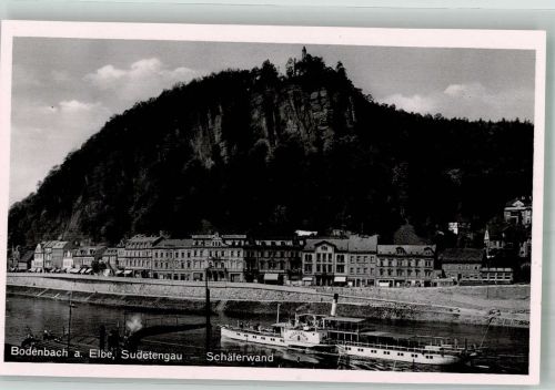 Decin Tetschen-Bodenbach Foto AK Raddampfer Elbe Schäferwand