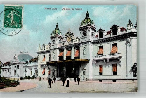 Monte Carlo 1907 Foto AK Gasthaus Casino Marke bildseitig