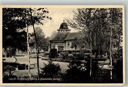 Podebrady Bad Podiebrad 1942 Foto AK Kurpark Gasthaus