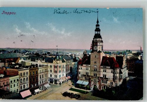 Opava Troppau 1913 Foto AK Auto Rathaus