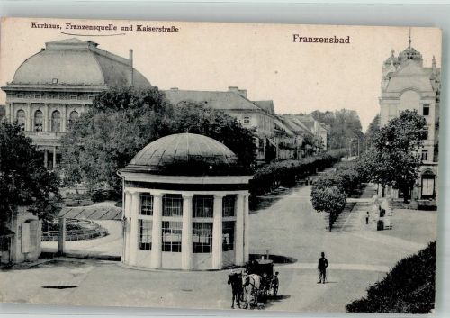 Frantiskovy Lazne Franzensbad 1918 Foto AK Kaiserstrasse Kutsche Franzensquelle