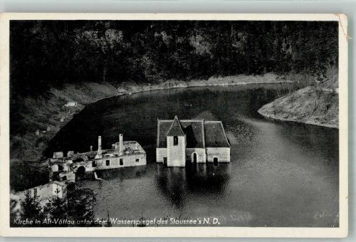 Bitov Vöttau Foto AK Kirche Alt-Vöttau unter dem Wasserpsiegl d. Stausees