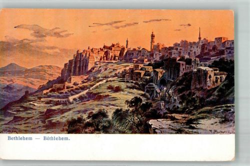 Bethlehem Lithographie / Künstlerkarte sign. Perlberg, F.