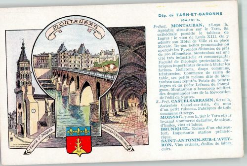 82000 Montauban Lithographie / Künstlerkarte Kirche St. Jacques