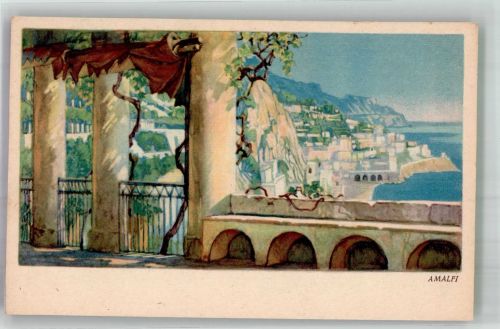 84011 Amalfi Lithographie / Künstlerkarte