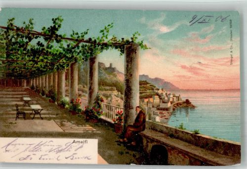 84011 Amalfi 1906 Foto AK Tracht Pergola