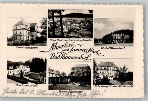 Osecná Oschitz 1939 Foto AK Bad Kunnersdorf Pension Hotel Kurhaus Badeanstalt