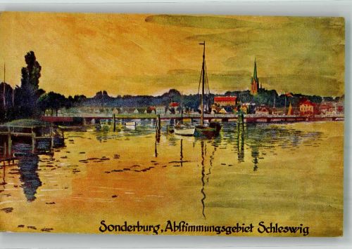 Sonderburg Sonderborg Lithographie / Künstlerkarte Abstimmungsgebiet Schleswig