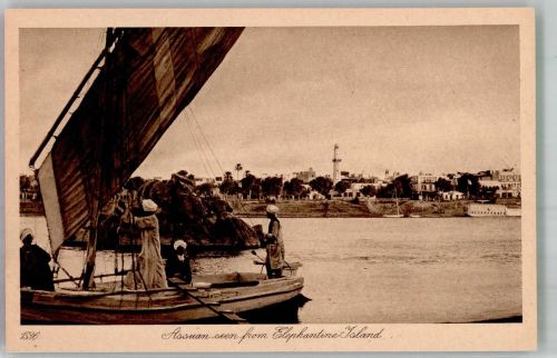 Assuan Assouan Foto AK Leuchtturm Tracht Segelboot