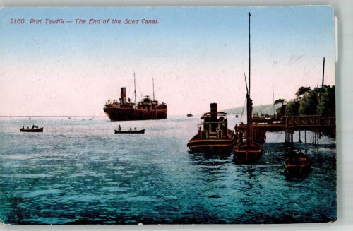Suez Foto AK Suezkanal Ausgang Port Tewfik