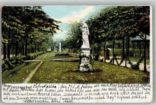 Frantiskovy Lazne Franzensbad 1903 Foto AK Isabena Promenade Denkmal