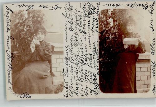 Sprottau Szprotawa 1905 Foto AK Frau mit Hund und Brief Ort lt. Stempel