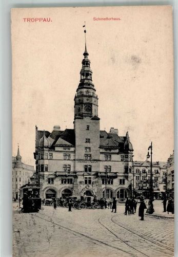 Opava Troppau Foto AK Straßenbahn Schmetterhaus