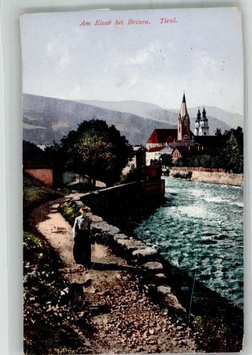39042 Brixen Bressanone 1907 Foto AK Am Eisack