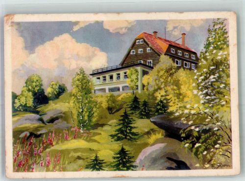 Liberec Reichenberg i. Böhmen 1942 Künstlerkarte Gasthaus Weberberghaus sign. Horn,E.
