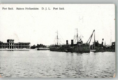 Port Said Foto AK Hafen Maison Hollandaise