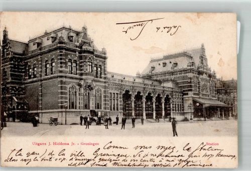 9711 Groningen 1901 Foto AK Bahnhof