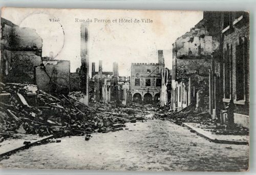 Visè Weset 1915 Foto AK Rathaus Rue du Perron Feldpost WK I Bekleidungsamt des Gouv.