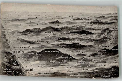 88210 Senones 1915 Foto AK Vogelschau Feldpost WK I Landsturm Inf-Batl Wasserburg