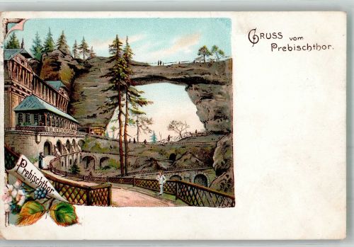 Hrensko Herrnskretschen Lithographie Prebischtor Gasthaus