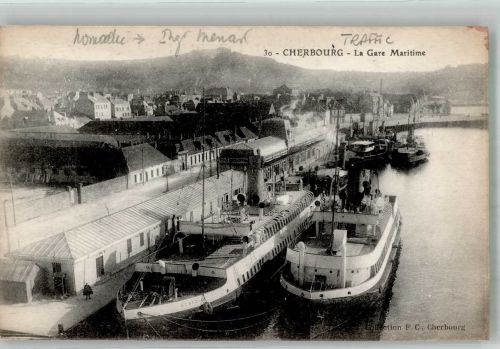 50100 Cherbourg-Octeville Foto AK Hafen Bahnhof La Gare Maritime