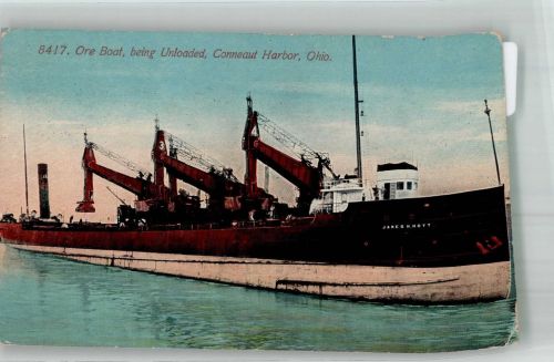 Conneaut 1914 Foto AK Ore Boat James H.Hott Hafen