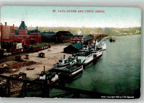 St. Paul 1909 Foto AK St. Paul Levee and Union Depot