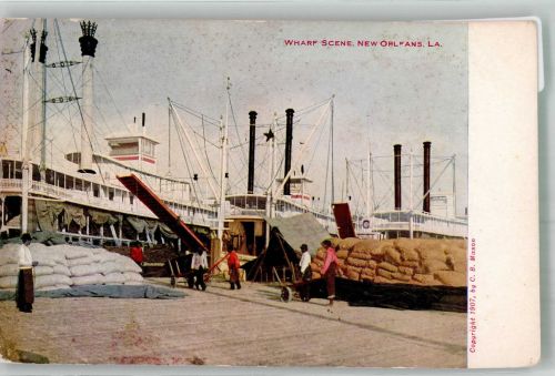 New Orleans Foto AK Hafen Wharf Scene