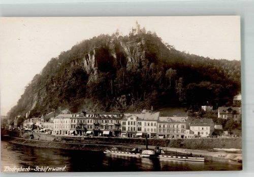 Decin Tetschen-Bodenbach Foto AK Schäferwand Raddampfer