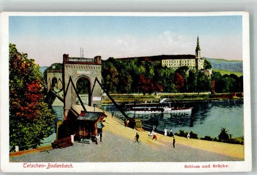 Decin Tetschen-Bodenbach Foto AK Schloss Brücke