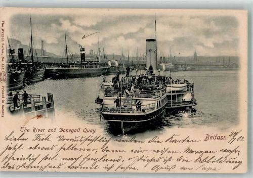 Belfast 1902 Foto AK The River and Donegall Quay Dampfschiff
