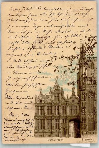 Bruges Brügge 1898 Foto AK Gericht Rathaus