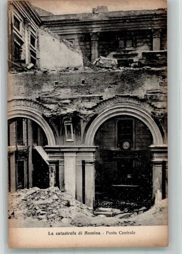 98100 Messina Foto AK Katastrophe Postamt Trümmer