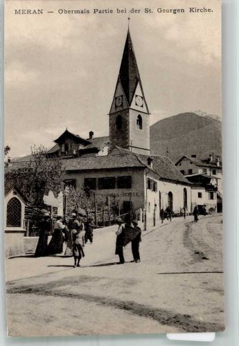 39012 Meran Merano Foto AK Obermais Kirche St. Georgen