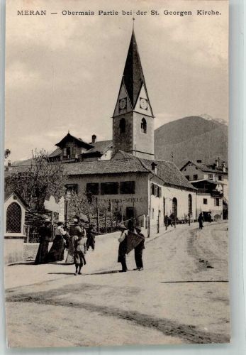 39012 Meran Merano Foto AK Obermais Kirche St. Georgen