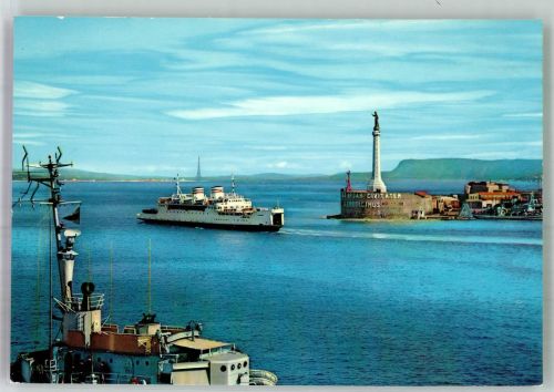 98100 Messina Foto AK Leuchtturm Fähre Hafen