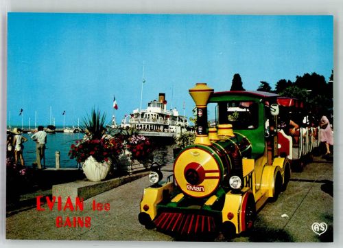 74500 Evian-les-Bains Foto AK Kleinbahn Hafen Promenade