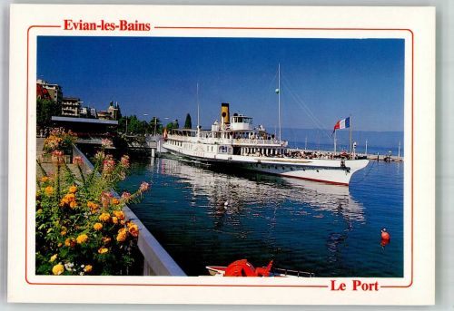 74500 Evian-les-Bains Foto AK Hafen Dampfschiff Rhone