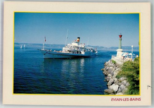 74500 Evian-les-Bains Foto AK Dampfschiff Leuchtturm Gasthaus