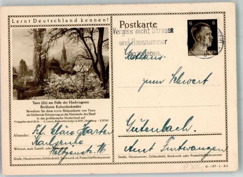 68800 Thann Tann , Thann 1942 Ganzsache Hochvogesen