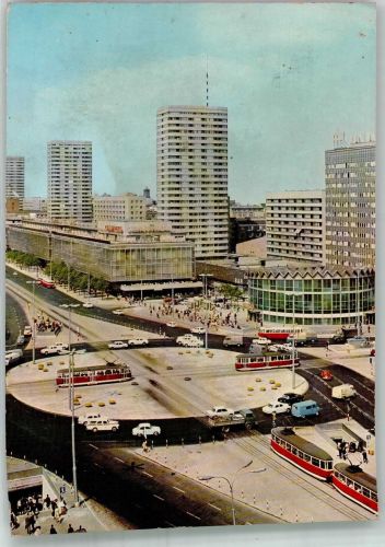 Warschau Warszawa Foto AK Auto Straßenbahn Rondo Alej Jerozolimskich