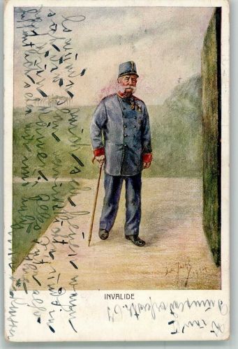Invalide K. u. k. Uniform Militär Österreich 1915 Künstlerkarte