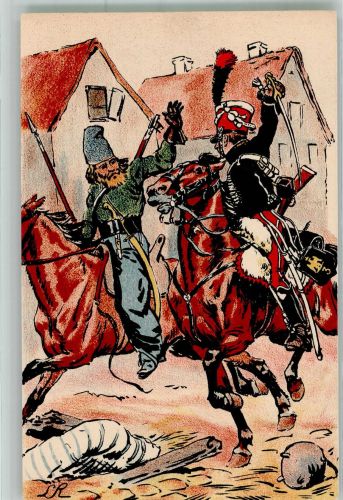 Reims Die Ehrengarde säbelt die Kosaken 1814 Nr. 7 Befreiungskrieg 1789-1815 Künstlerkarte